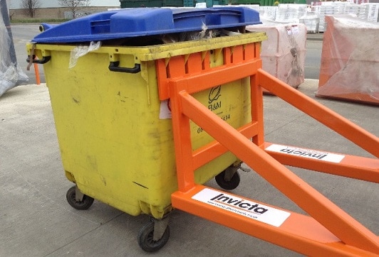 stack lifter attachment with wheelie bin