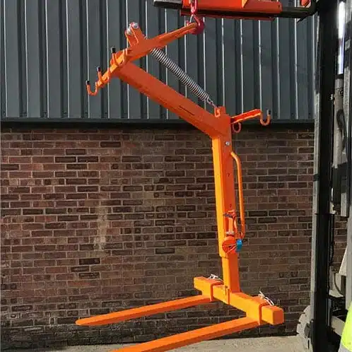 Automatic crane pallet forklift attachment used in construction 