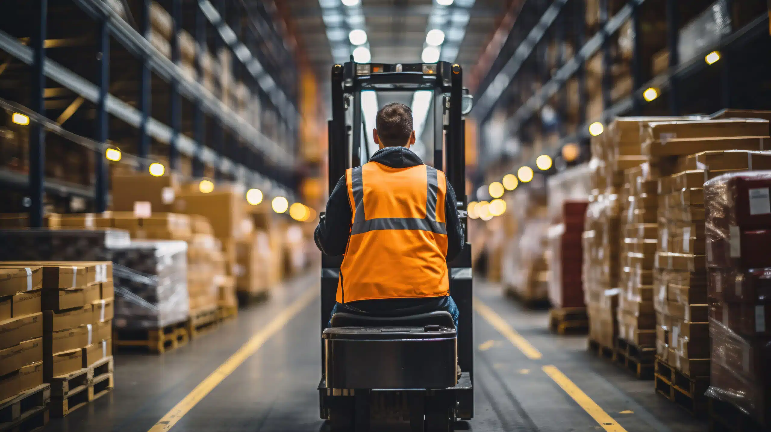 forklift driver in warehouse